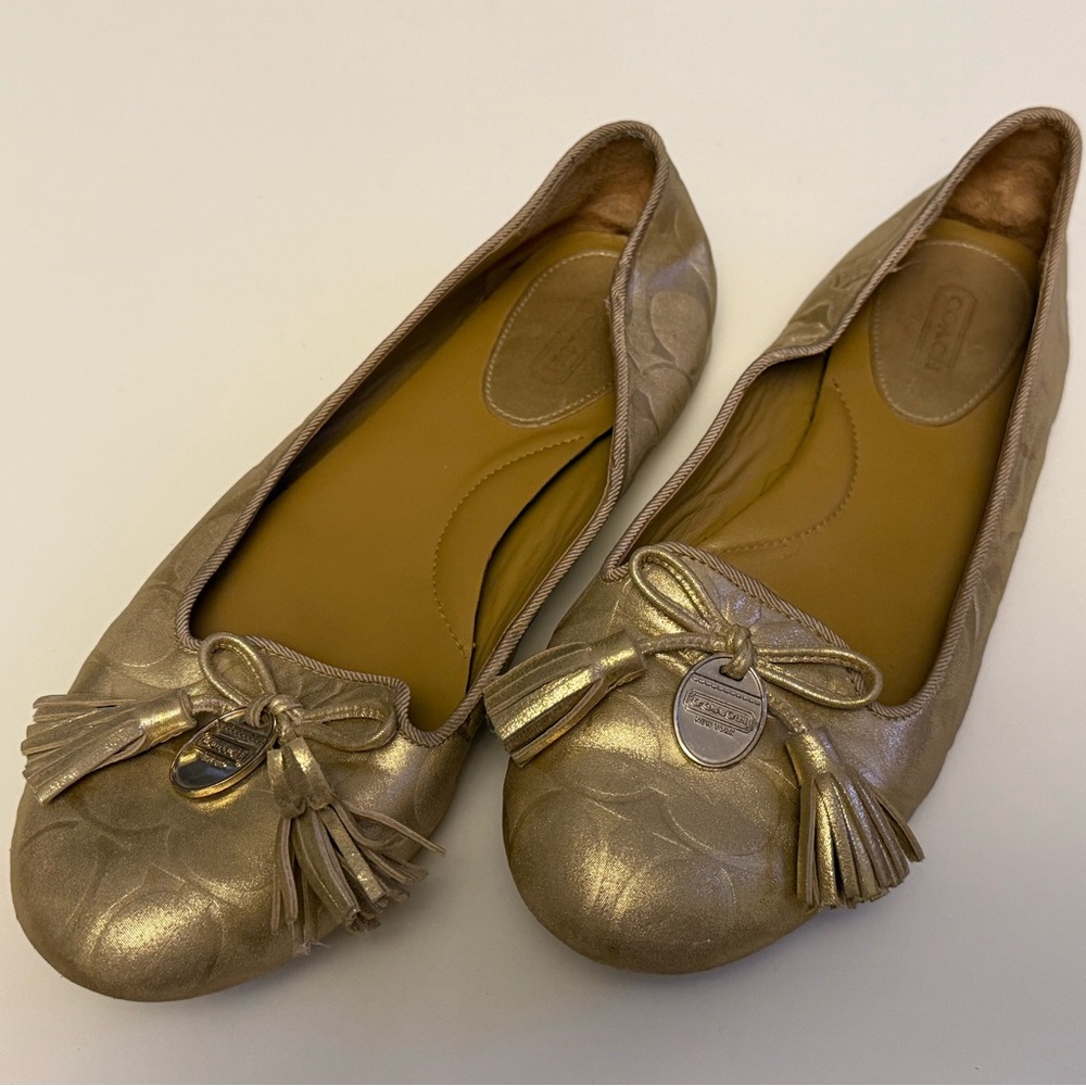 Gold coach flats